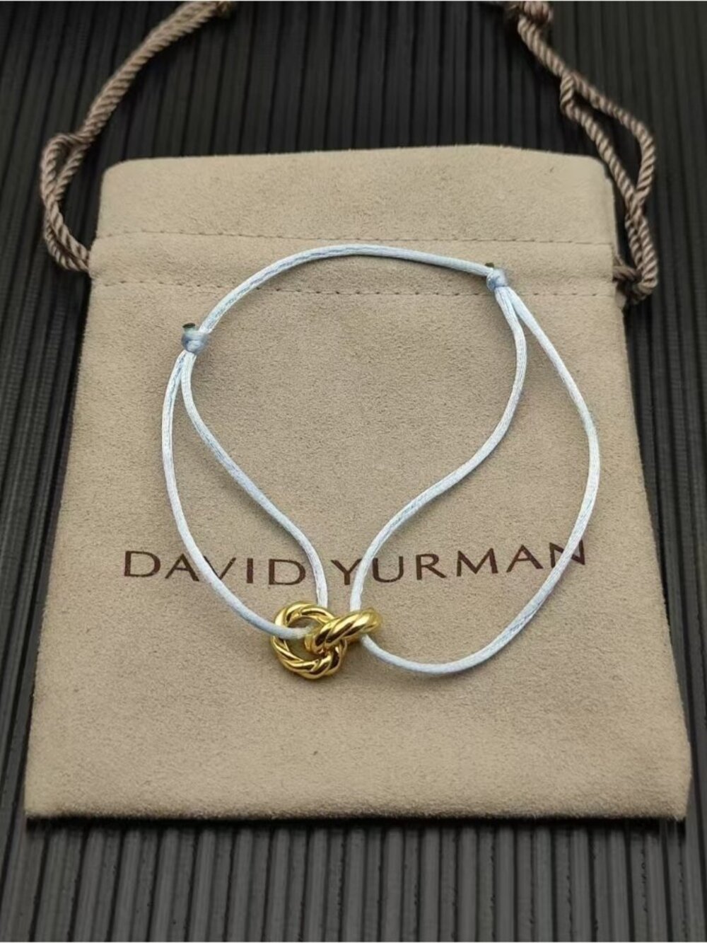 David Yurman - Light Blue Double-Ring Golden Nylon Rope Bracelet
